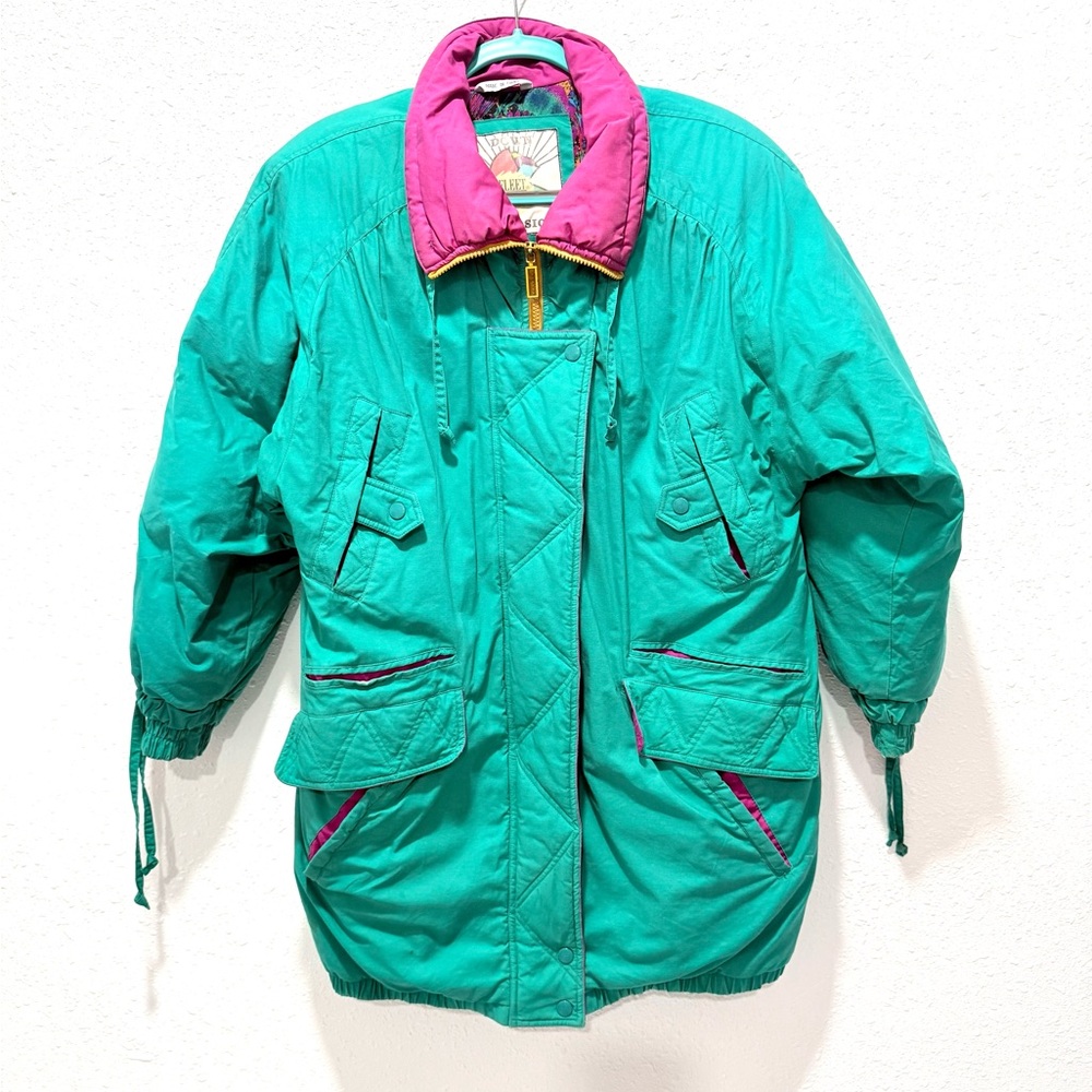Vintage oversized Teal and Pink Puffer Jacket Small - Picture 15 of 15